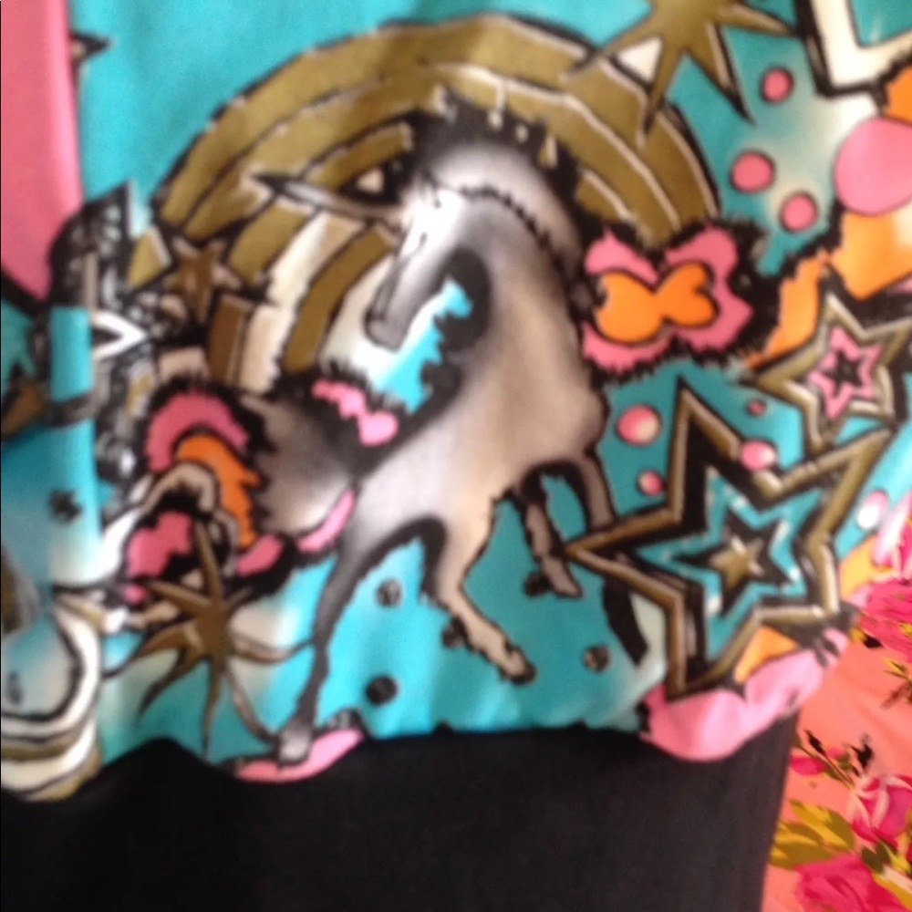 Patricia field unicorn heart rainbow vintage barbie sweatshirt jacket cotton new